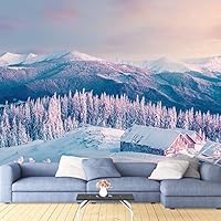 Wall Mural Snow Landscape Forest Removable Self-Adhesive Wallpaper Wall Decoration for Bedroom Living Room - 66x96 inches