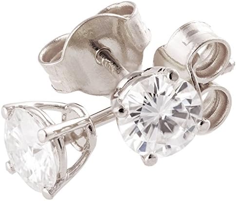 18K Solid White Gold Unique Celtic Earrings For Women Set With 6.5mm Forever One Moissanite Stones