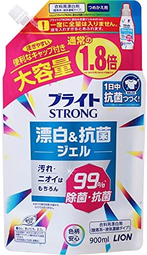 大容量 白さと菌にブライトstrong 酸素系 濃縮タイプ 衣類用漂白剤 詰め替え 900ml