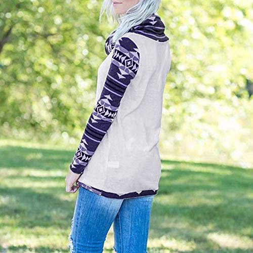 Women's Patchwork Top Duseedik Aztec Long Sleeve Cowl Neck Geometric Ethnic Printing Blouse