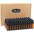 Furnido 5ml(1/6oz) Amber Glass Dropper Bottle,Empty Essential Oil Eye Dropper Bottles Glass Vials With Pure Glass Pipette For DIY Aromatherapy Colognes Perfume Liquid Sample Blends Business-Pack of 72