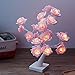 Finether Table Lamp Adjustable Rose Flower Desk Lamp|1.64ft Pink Tree Light for Wedding Living Room Bedroom Party Home Decor with 24 Warm White LED Lights|Two Mode: USB/Battery Powered
