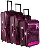 Ever Moda Polka Dot Print Collection 3 Piece Expandable Luggage Set