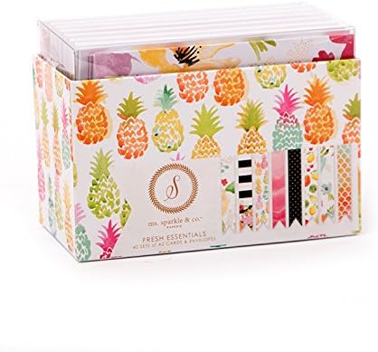 American Crafts Ms. Sparkle & Co. Paperie A2 Cards & Envelopes - Assorted Designs and Prints - Set of 40