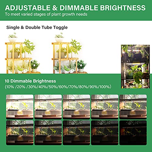 Plant Grow Light Strips, CUPAN Full Spectrum LED Grow Lights for lndoor Plants with Auto ON & Off Timer, 10 Dimmable Levels, 48 LEDs Pant Growing Lamps for Gardening Seedlings Hydroponics 2 Pack