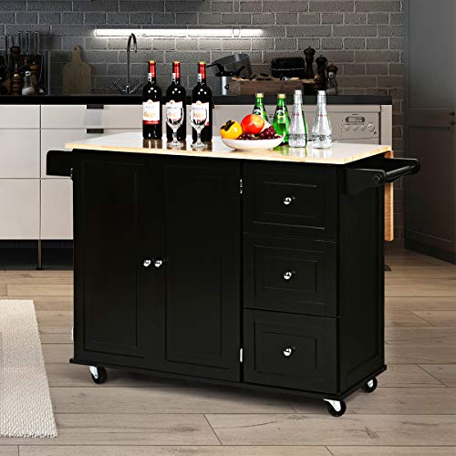 Giantex Kitchen Island Cart with DropLeaf Tabletop, Large Trolley Cart