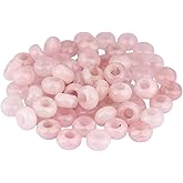 SUNYIK Rose Quartz Large Hole (6mm) Rondelle Loose Charms European Bead fits Bracelet,Jewelry Makings Pack of 20