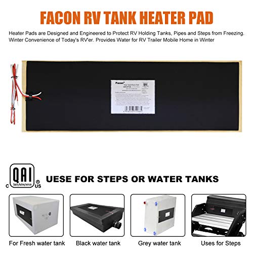 Facon 71/4"x25" RV Holding Tank Heater Pad, CWST725, with Automatic