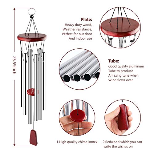 FittiDoll Wind Chime 6 Metal Tubes Perfect for Patio, Garden, and Outdoor Home DÃ©cor 27 Inch