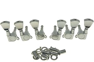 Wilkinson 3L3R Chrome E-Z Post Guitar Tuners EZ Post Guitar Tuning Keys Pegs Machine Heads with Tulip Button for Les Paul or Acoustic Guitar