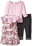 Little Lass Baby Girls' 3 Piece Faux Fur Vest Set Cheetah Bows