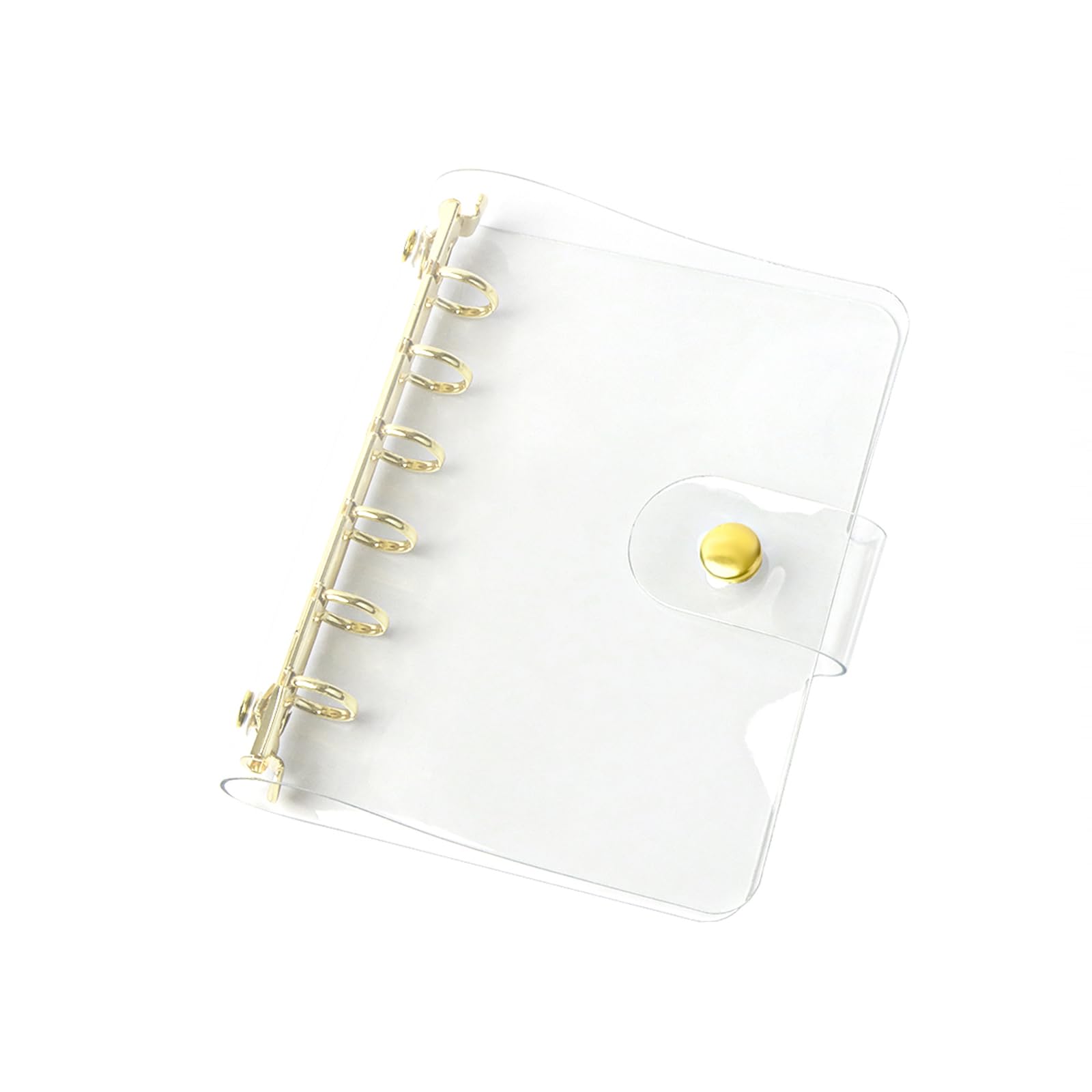 Photo 1 of NatSumeBasics Clear A7 Binder Wallet Gold 6-Ring 4" x 5" Mini Cash Envelopes Folders Soft Notebook Shell Protector Binding Accessories Supplies (Gold A7 Binder)