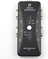 Ghulumn 4 Port USB 2.0 KVM Switch Box + 4 VGA SVGA Cables Keyboard Monitor PC view 4
