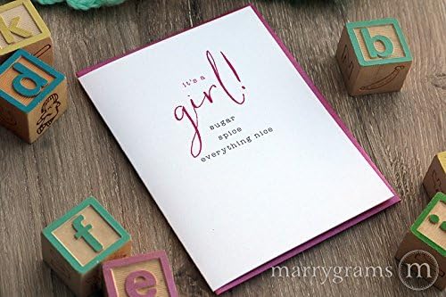 It’s a Girl! New Baby, Newborn, Baby Shower Greeting Card Sugar Spice and Everything Nice