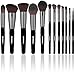 BS-MALL Makeup Brushes Premium Synthetic Kabuki Foundation Blending Blush Eyeliner Face Powder Basic Eyeshadow Lip Foundation Makeup Brush Set(12 Pcs, Grey Black)