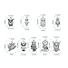 Beadthoven 50pcs Tibetan Style Alloy Owl Pendants Vintage Mixed Shapes Charms for Halloween Jewelry Crafts Making Holiday Home Decoration