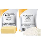 Mary Tylor Naturals Organic White Beeswax Pellets 1 lb + Organic Shea Butter 1 lb - Set, Amazing Skin Nourishment, Great for DIY Projects, Eczema, Stretch Marks, Body Butters
