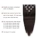 Real Clip in Hair Extensions Dark Brown 8 Pieces - Premium Womens Straight Double Weft Thick Remy Hair Extensions Clip in on Human Hair for Long Hair (16