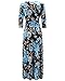 OUGES Women's Bohemian 3/4 Sleeve Faux Wrap Maxi Dress with Pocket