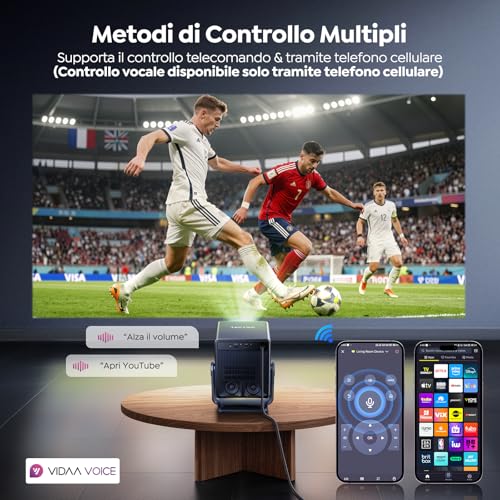 4K Projector 【1400 ANSI/Vidaa System】Dolby Audio Projector Auto Focus and Keystone Video Projector Bluetooth 5.4 Two-way Projector with AirPlay TOPTRO A2 TV Projectors for HDMI/Home Cinema/Outdoor