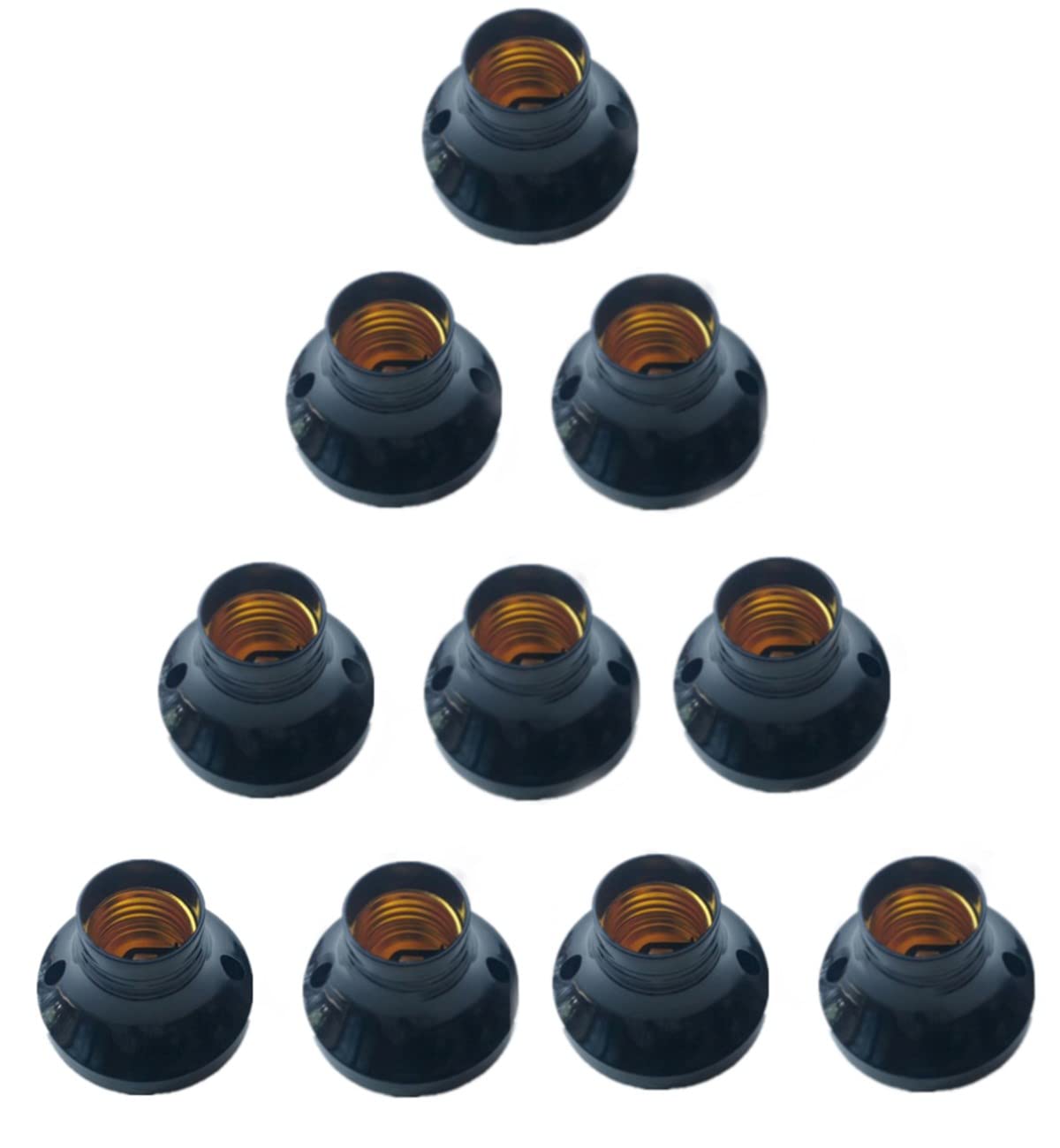 LATRAT Pack of 10 Universal Lamp Holders, Light Bulb Holder, E27 Bulb Sockets, Ceiling Sockets, Wall Sockets, E27, No Cable, for Lamp Holders, Basements, Black