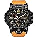 SMAEL Men's Sports Analog Digital Wrist Watch Dual Quartz Movement Military Time Water Resistant with Backlight (Mustard Yellow)
