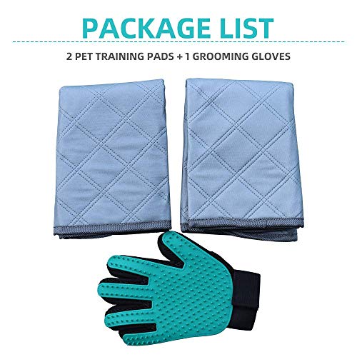 Pefirst Washable Pee Pads for Dogs +Free Grooming Gloves, Puppy Pads Reusable Dog Training Pads Super Absorbing Non-Slip for Crate, Playpen, Pee Tray (23.6\