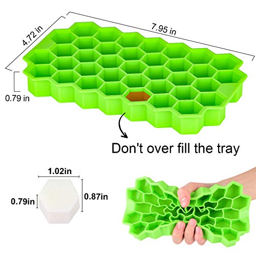 Ice Cube Trays 2 Pack, Morfone Silicone Ice Tray with Removable Lid Easy-Release Flexible Ice Cube Molds 37 Cubes per Tray for Cocktail, Whiskey, Baby Food, BPA Free and LFGB Certified