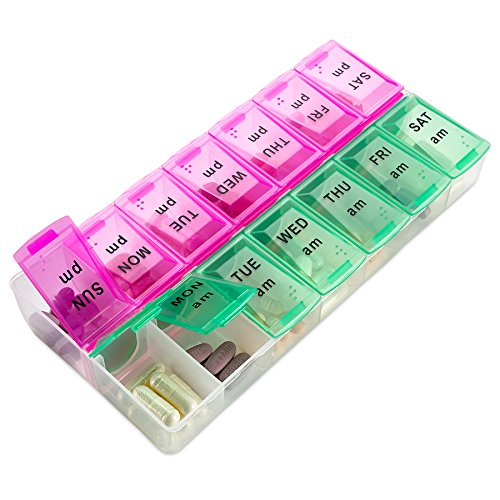 MEDca Weekly Pill Organizer, Twice-a-Day, 1 Pill Organizer New Attractive Coloring