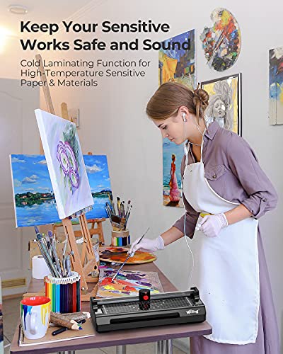 13 inches Laminator, Willing 4 in 1 Thermal Laminator, 2 Roller System, Includes 20 Laminating Pouches, Paper Trimmer, Corner Rounder (Hot&Cold).