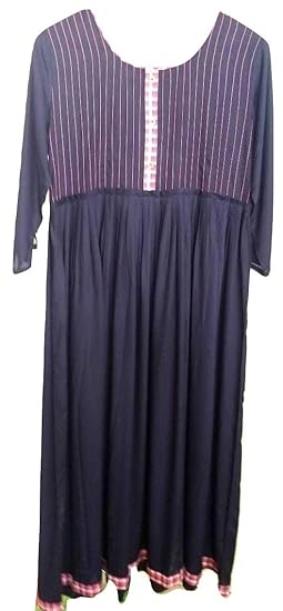 Women's Cotton 3/4 Sleev Sleepwear Blue with Pink XL (Pack of 2)