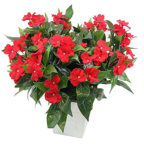Lopkey 7 Branches Artificial Impatiens Bouquet Flower Patio Lawn Garden Wedding