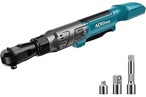 ACROPOW 3/8" Cordless Ratchet Wrench, Compatible with Makita 18V Battery, 74Ft-Lbs Brushless Motor Electric Ratchet with Variable Speed, 1/2" & 1/4" Adapters, 3" Extension Bar (Tool Only)