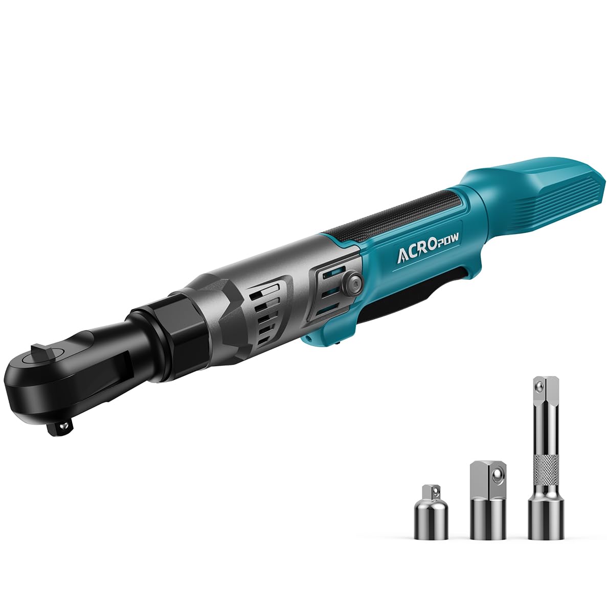 Photo 1 of ACROPOW 3/8" Cordless Ratchet Wrench, Compatible with Makita 18V Battery, 74Ft-Lbs Brushless Motor Electric Ratchet with Variable Speed, 1/2" & 1/4" Adapters, 3" Extension Bar (Tool Only)
