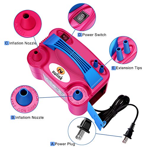 NuLink Electric Portable Dual Nozzle Balloon Blower Pump Inflation for