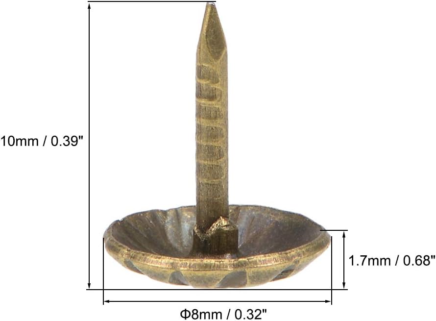 sourcing map Upholstery Nails Tacks 8mmx10mm Retro Round Thumb Push Pins Bronze Tone for Furniture Sofa Headboards 25 Pcs - Image 4