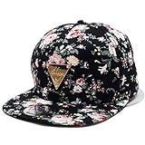 Bluetime Floral Flower Snapback Hip-Hop Hat Flat Peaked Adjustable Baseball Cap