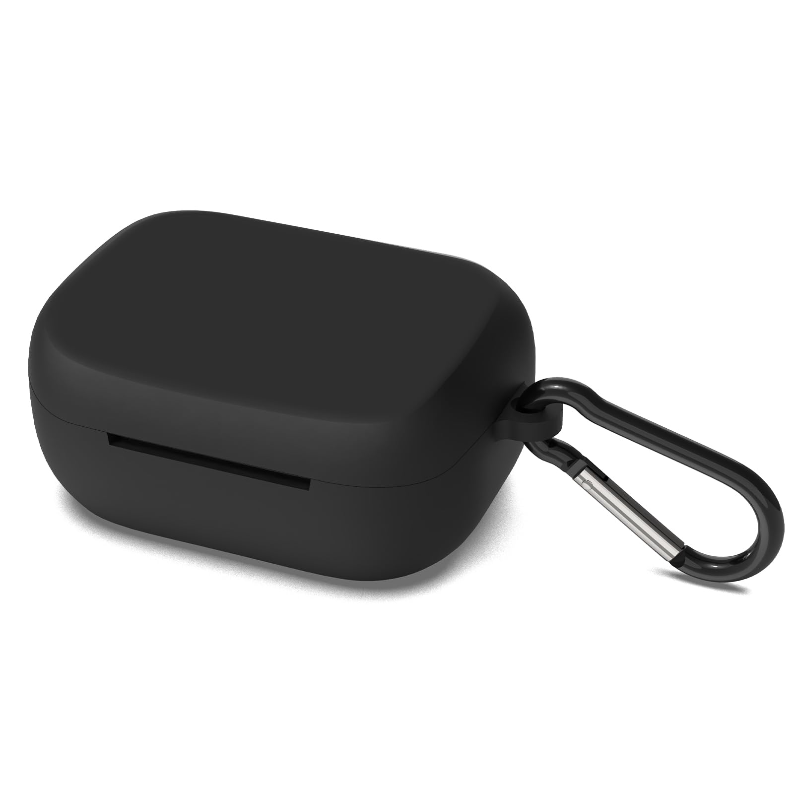 Geekria Silicone Case Cover Compatible with Skullcandy Grind Fuel True Wireless Earbuds, Protective Earphones Skin with Keychain Hook, Charging Port Accessible (Black)