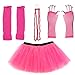 80s Pink Tutu for Women Outfits Running Costume Neon Rave Dance Glow Adut Tutu Skirt Costume Pack Set Leg Warmers Fishnet Gloves Necklace
