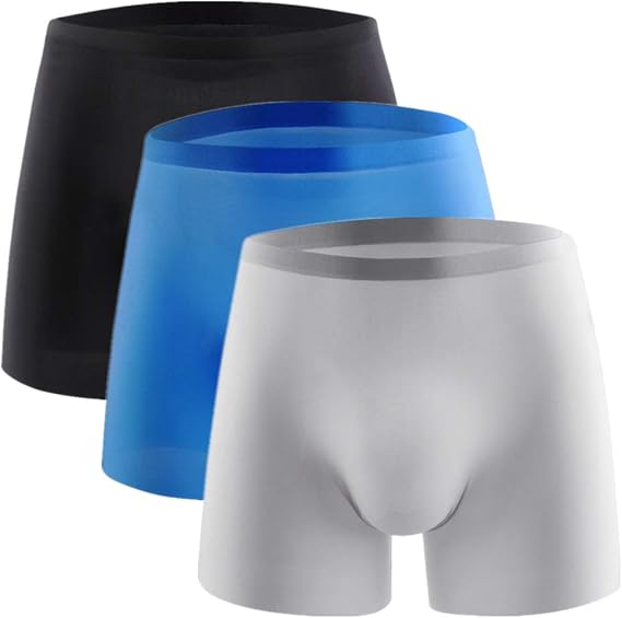 Amazon 3枚 セット ボクサー パンツ メンズ アイスシルク ボクサー ブリーフ 男性 3d シームレス 薄い 圧力がない 下着 無地 プレーン 男性ショーツ 前閉じ ボクサー 通販
