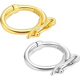 PH PandaHall 925 Sterling Silver Necklace Enhancer Clasp, 2pcs 6mm Jewelry Clasp Chain Shortener Clasps Bracelet Extension Click Clasps for Necklaces Bracelet Anklet Jewelry Keychain, Golden/Platinum
