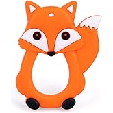 GiliGums Fox Silicone Baby Teether &ndash; Orange | 100% Food Grade Teething Toy | Textured Gum-Soothing Dots &amp; Easy Grip Ring | BPA-Free, Phthalate-Free | Chew from Any Angle | Sensory Toy 3-36 Months