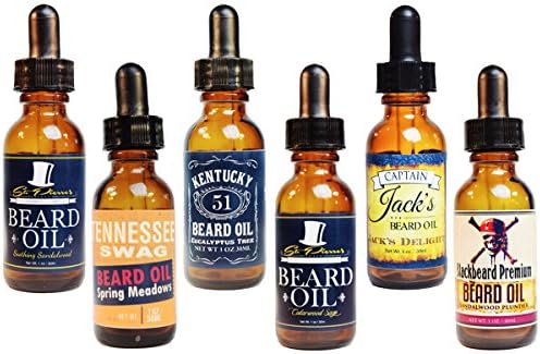 Premium Beard Oil and Conditioner for a Softer, Itch Free Beard - Variety Pack of 6 - 1 oz Bottles - Handmade with Carrier and Essential Oils that Offer Important Vitamins and Nutrients!