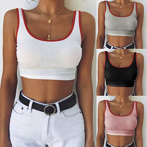 Simayixx Summer Beach Clothes Women's Sexy V Neck Halter Spaghetti Backless Cami Tank Tops Workout Yoga Blouses Blouses Pink