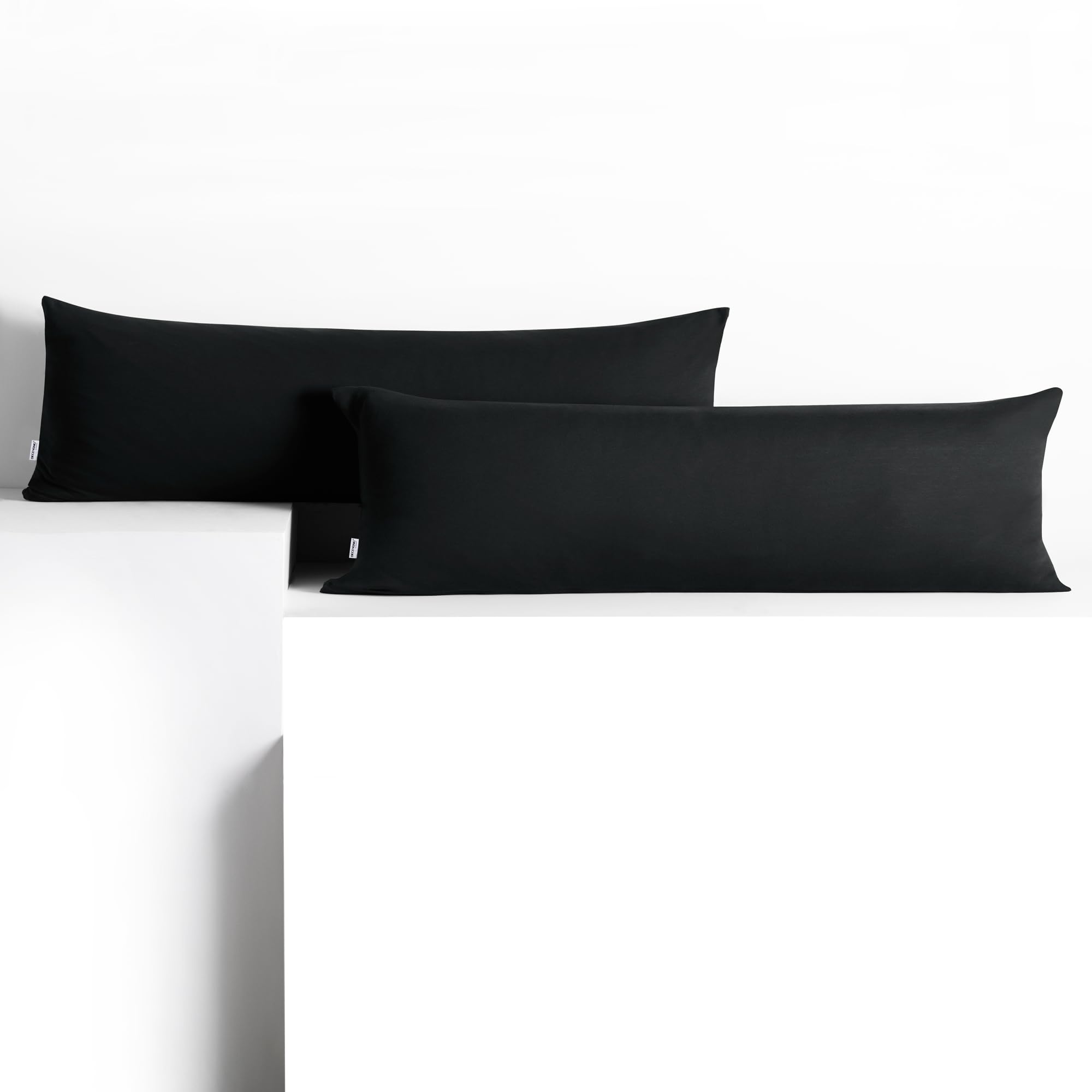 DecoKing 2 Pillowcases 40 x 145 cm Jersey 100% Combed Cotton Zip Black Amber