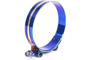 WKD 3.25" T-Bolt Hose Clamp Adjustable Stainless Steel Titanium Blue Clamp Diameter Ranger for 3.25 inch（84-92mm）#4126