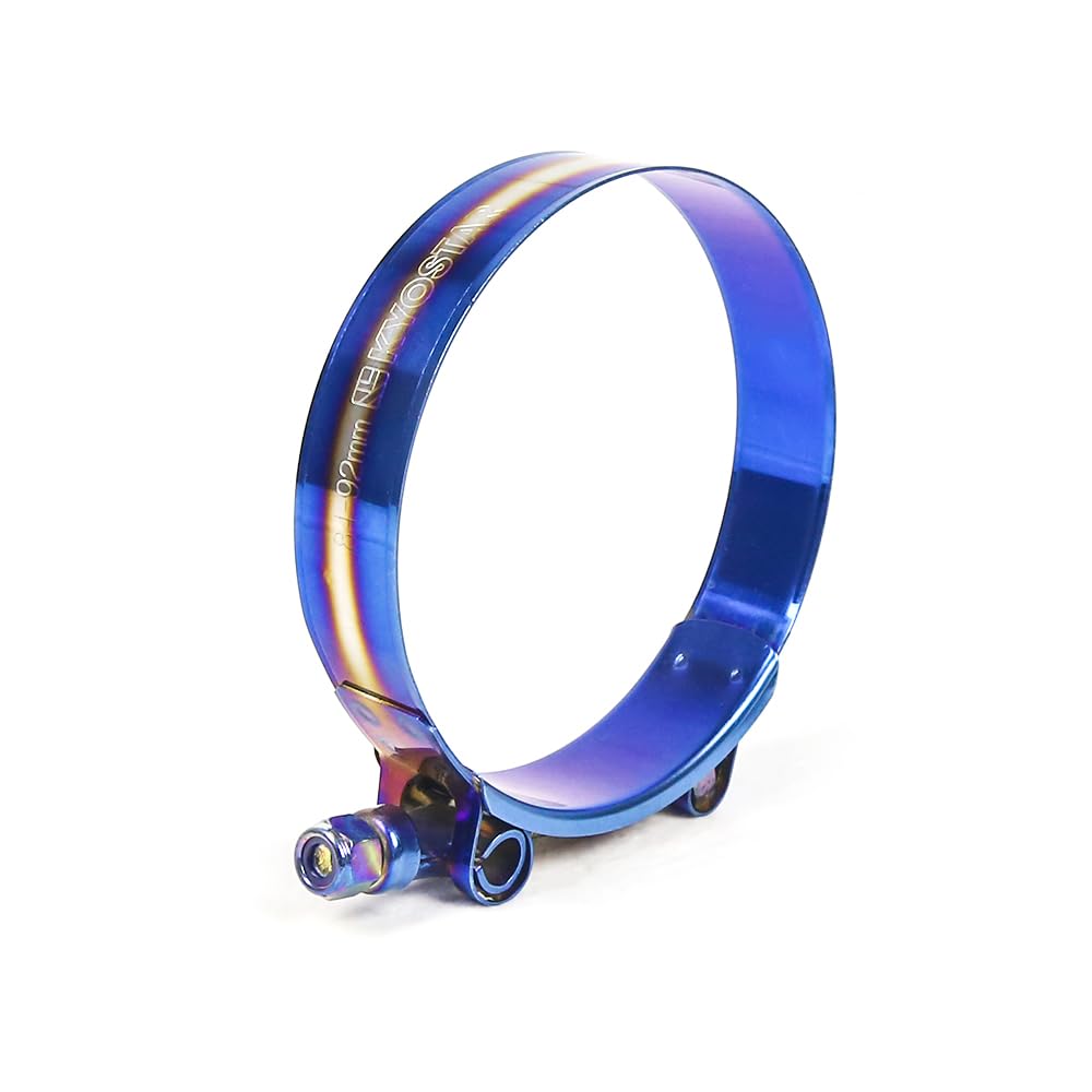 Kyostar 3.25" T-Bolt Hose Clamp Adjustable Stainless Steel Titanium Blue Clamp Diameter Ranger for 3.25 inch（84-92mm）