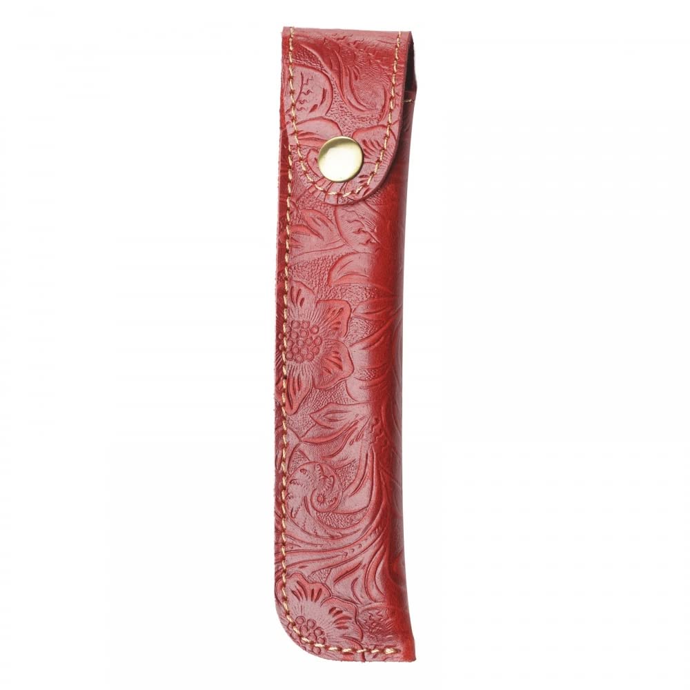 MiOYOOW Leather Pencil Case, Double Pen Cover Retro Carved Fountain Pen Case Holder for Daily Use
