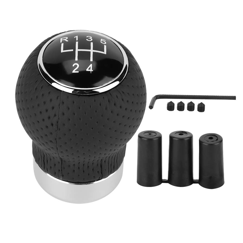EBTOOLS Gear Stick Cover for Corsa C - 5Speed / 6Speed Gear Shift Knob,Universal Car Gear Shift Knob Stick Black Leather Head Shifter Hanldle Lever (5 Speed)