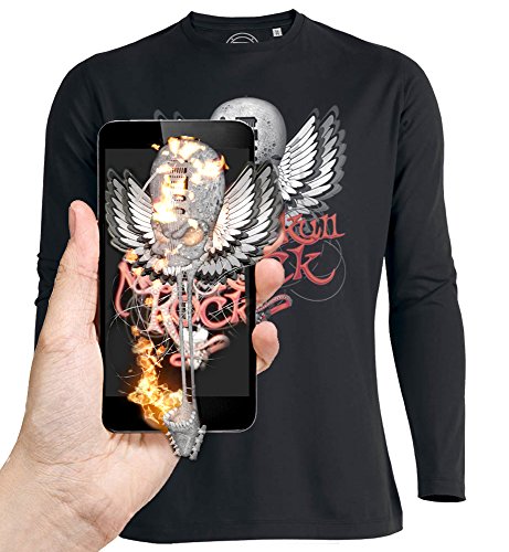 Camiseta-de-manga-larga-3D-CRNEO-MUSIC-SKULL-ROCK-de-Realidad-Aumentada-PIXEL-EVOLUTION-Hombre